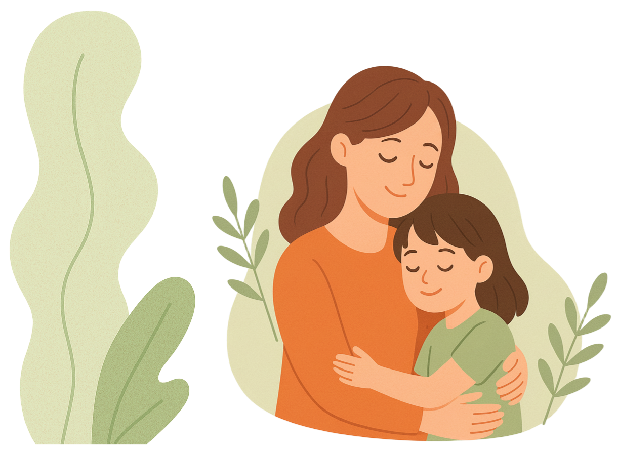 Çocuğuyla etkileşimde bulunan bir ebeveynin çizimi.